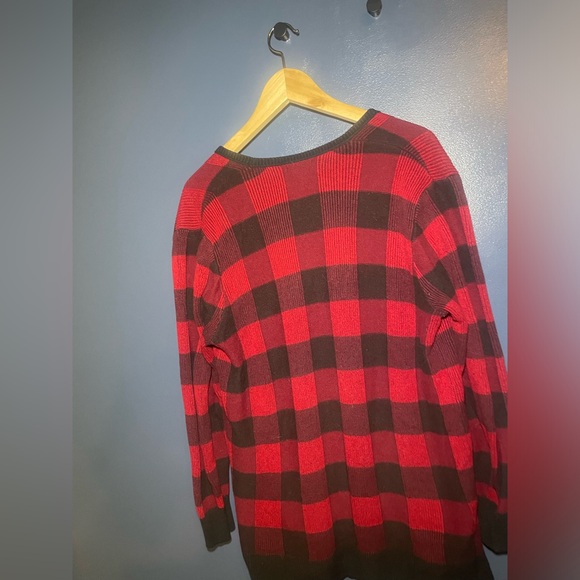 Eddie Bauer Red Plaid Open Front Cardigan with Pockets. Size XL. - Picture 5 of 6